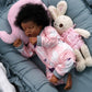 Jizhi Lifelike Reborn Baby Dolls Black -17Inch Baby-Soft Body & Curls Realistic-Newborn Baby Dolls African American Real Life Baby Dolls Cloth Body With Feeding Kit & Gift Box For Kids Age 3+
