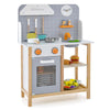 HONEY JOY Kids Kitchen Playset, Toddler Wooden Play Kitchen Set w/Sink, Stove & Oven, Cooking Accessories, Large Storage Cabinet