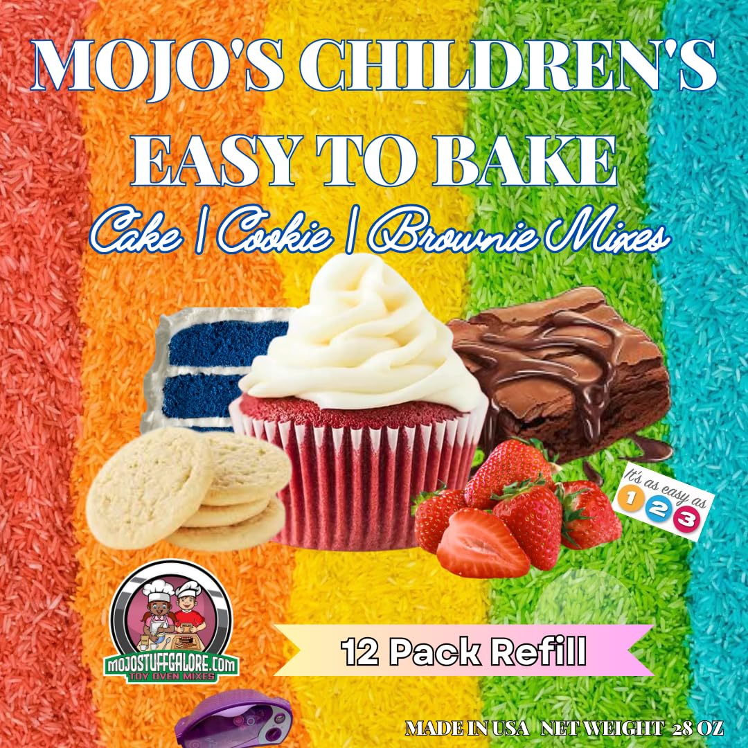 Mojo Stuff Galore Mojo's Children's Easy to Bake Oven Mixes | Play Toy Oven 12 Pack Mega Refill | Cupcakes Cookies Brownie Ultim