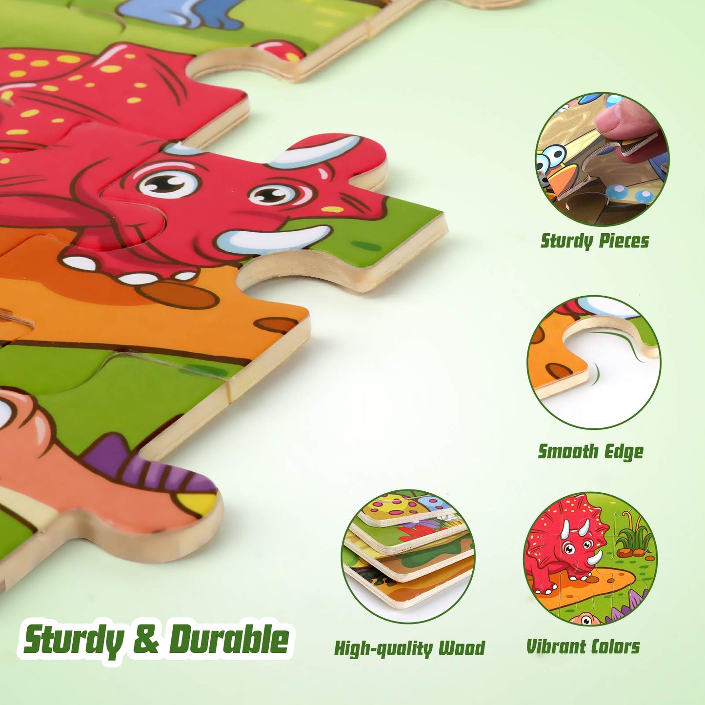 Synarry Wooden Jigsaw Puzzles For Kids Age 3-5 Year Old, 4 Pack 24-40 Pieces Preschool Educational Learning Toys Gift Set For Ch
