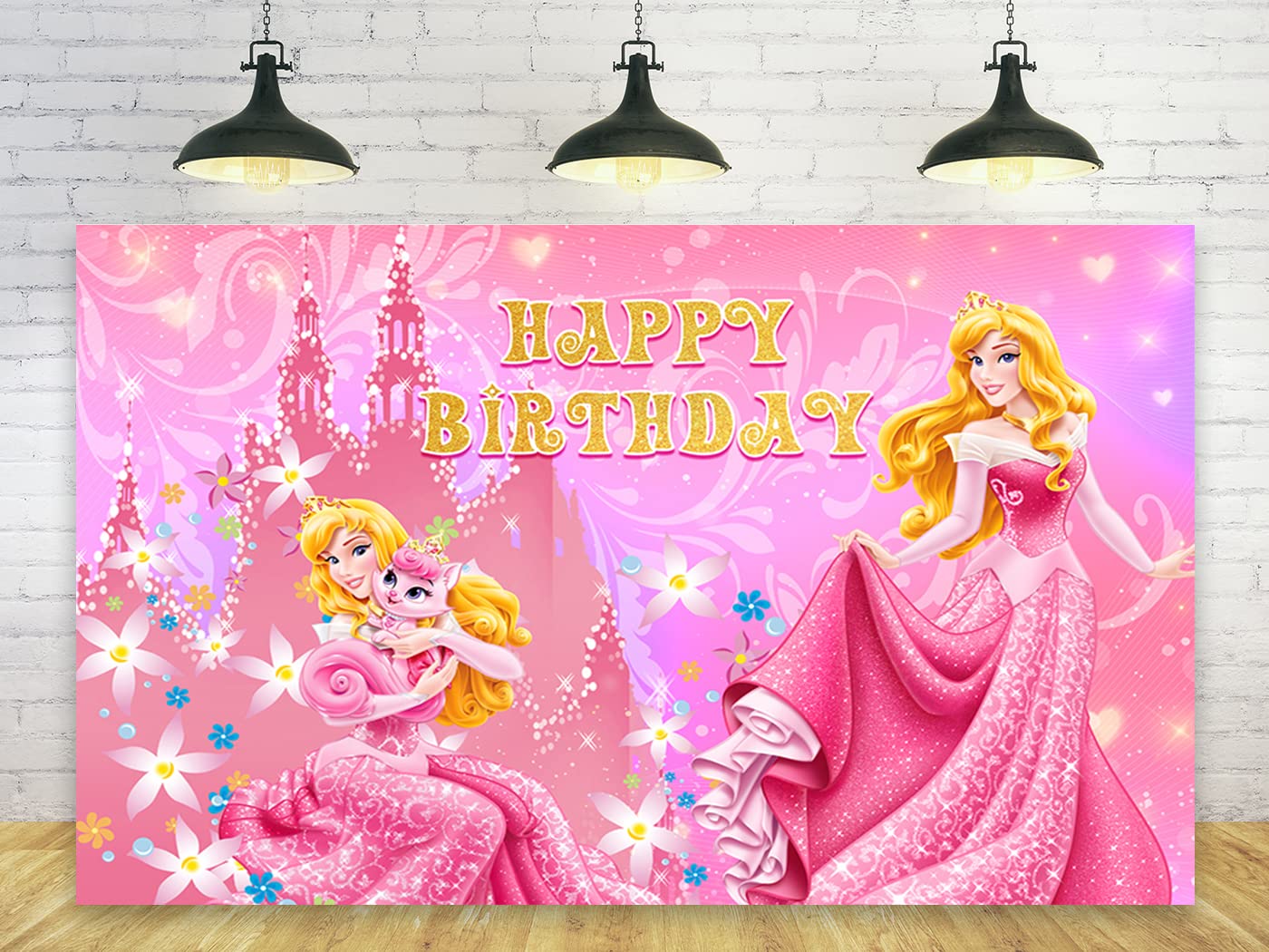 Princess Backdrop for Birthday Party Decorations, Princess Aurora Background for Baby Shower Party Cake Table Decorations Suppli