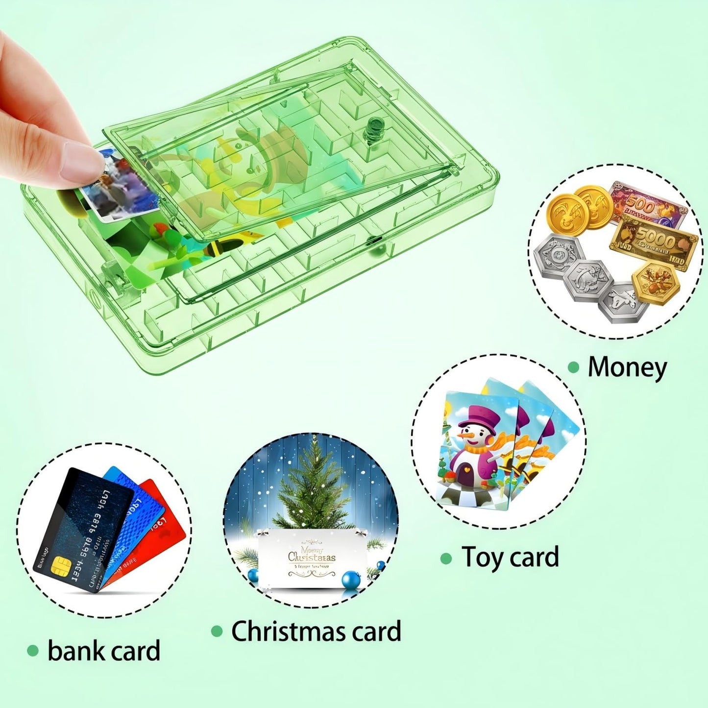 Skylety 5 Pcs Money Puzzle Box Gift Card Box Plastic Puzzle Card Holder Fun Maze Intellectual Pinball Machine Game for Teens and mature-themeds Birthday Party Favors(Green)