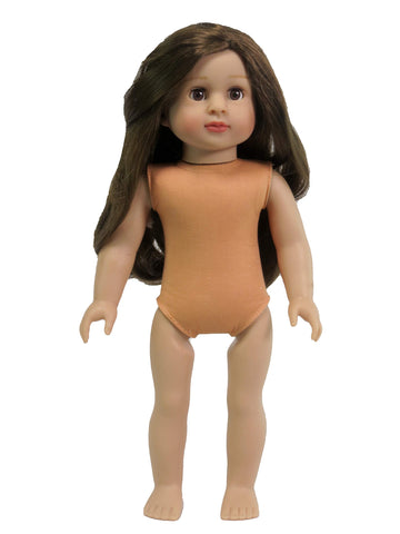 American Fashion World 18-Inch 'Isabella' Vinyl Posable Girl Doll with Long Brunette Hair | Undressed Doll | enhanced Quality & Design