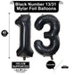 40 Inch Black 13 Number Balloons Giant Jumbo Huge 13 Or 31 Foil Mylar Helium Number Digital Balloons Black Birthday Mylar Digita