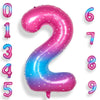 Rainbowq 2 Balloon Number 40 Inch For Boy Or Girl Big Starry 0-9 Foil Mylar Large 2 Number Balloon Happy 2Nd Birthday Party Anni