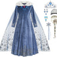 Itvti Princess Elsa Winter Costume For Girls Halloween Carnival Fancy Dress For Cosplay, Blue, 3-4 Years(Tag 110)