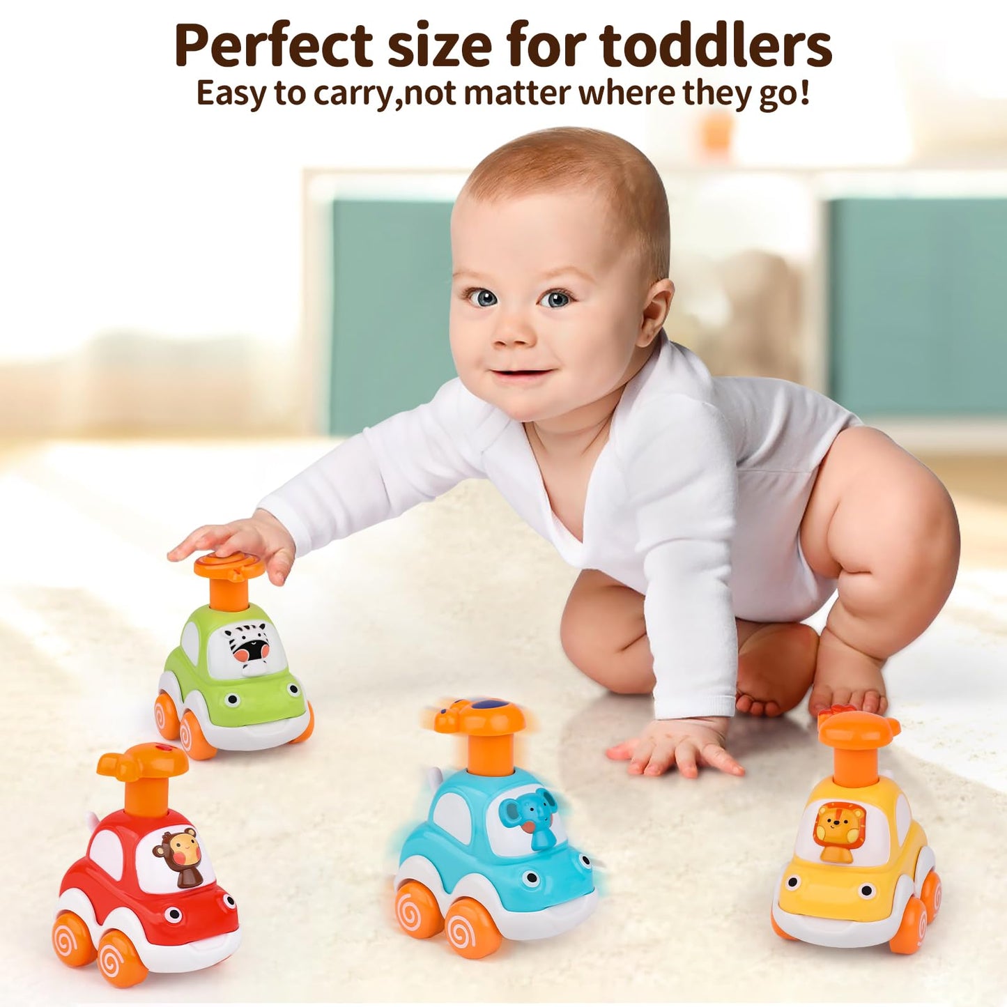 Amy&Benton Toddler Toy Cars Baby Toy Cars Press and Go Cars for Toddlers 1-3 Animal Cars Toy Cars for Boys 1 Year Old 1st Birthd