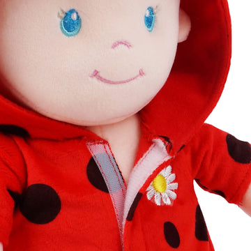June Garden 12" Sweet Dolly Ladybug - Ultra Soft Baby Doll for Birth+, Polyester, Ladybug Outfit, Model JG21024G