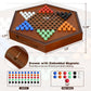 DecoWoodo 15 Large Upgraded Wooden Chinese Checkers Game Board - enhanced 16mm Glass Marbles (60 + 12 Extras)  Easy Grip  Storage Drawer  Ideal Multi-Player Puzzle Game for 2-6 Players