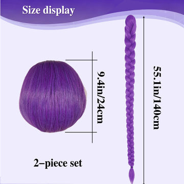 SFYANGXI Long Purple Cosplay Wig with Braid Ponytails - Halloween Cosplay Wigs for Women Costume Party