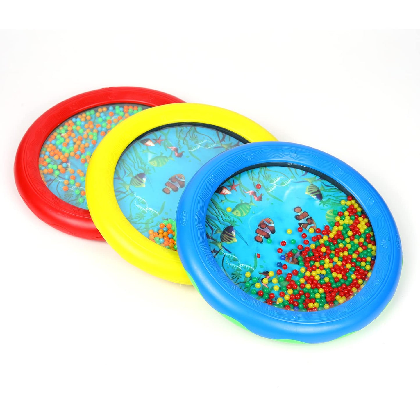 Musfunny Ocean Drum Wave Bead Drum Gentle Sea Sound Music Gift Musical Educational Sea Sound Drum Tool For Kid Child Baby (Red)