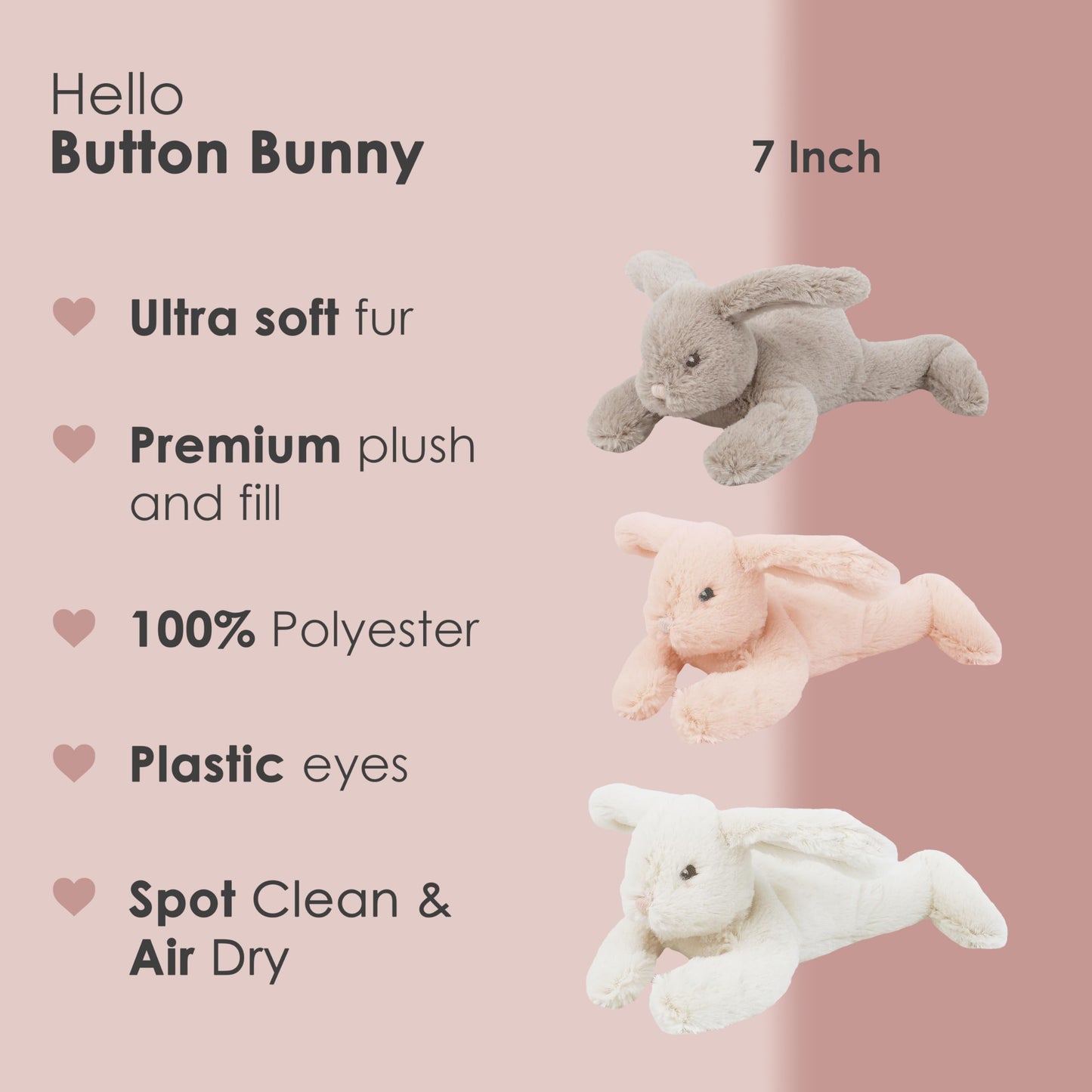 MON AMI Rosie The Bunny Stuffed Animal - 13    Pink, Soft & Cuddly, Huggable Rabbit Plush Toy, Nursery D  cor, Great for Kids of