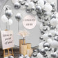 White And Silver Balloons Garland Arch Kit 5'10 Inch 12' White Silver Metallic Confetti Latex Balloons Arch Set For Christmas Winter Wonderland Birthday Baby Shower Wedding Party Winter Decor