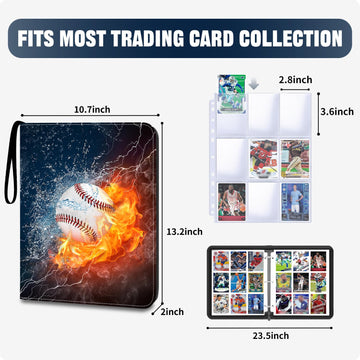 HESPLUS 9-Pocket Baseball Card Binder - Holds 900 Cards with 50 Removable Sleeves | Sports & Trading Card Album for Collectibles