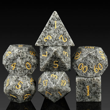DNDND Soapstone Dice Set D&D Natural Stone Handmade Dice Set with Grogeous Gift Case for DND Tabletop Game (Soapstone)