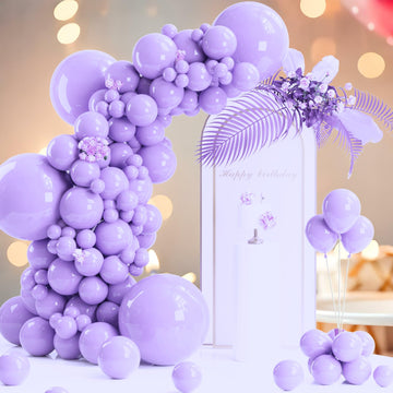 Owpfjg 130Pcs Pastel Purple Balloons Different Sizes 18 12 10 5 Inch For Balloon Garland Arch,Light Purple Latex Balloons For Bi