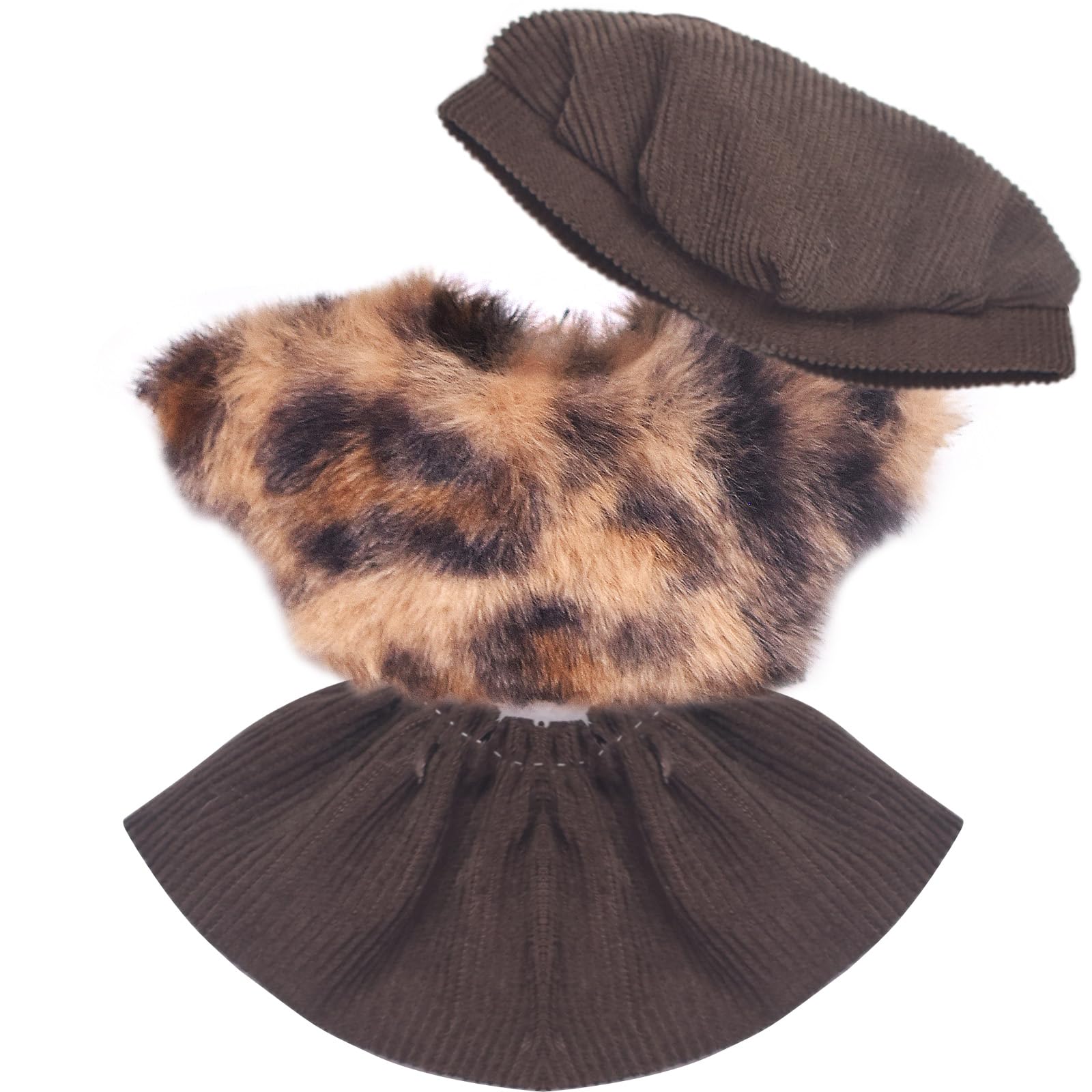 WASAFV Clothes for Labubu (NO Doll) fit 17cm/6.69''  enhanced Outfit with Accessories  Soft & Stylish Hand-Woven Doll Set  Leopard Clothes