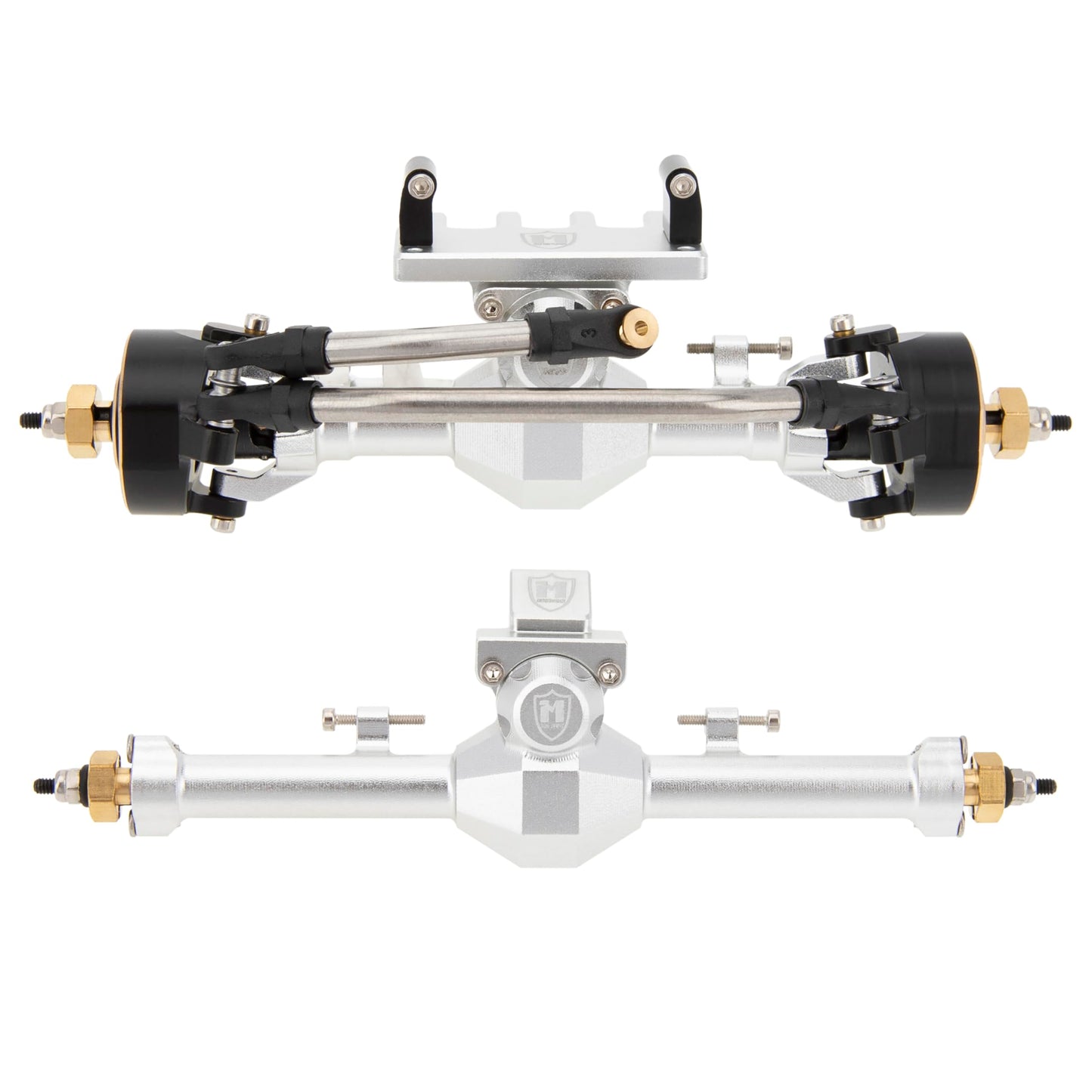 MEUS RACING SCX24 Axles Isokinetic CVD 52° Steering Angle +5mm Widened Front and Rear - Silver Upgrade for Axial SCX24 Crawler