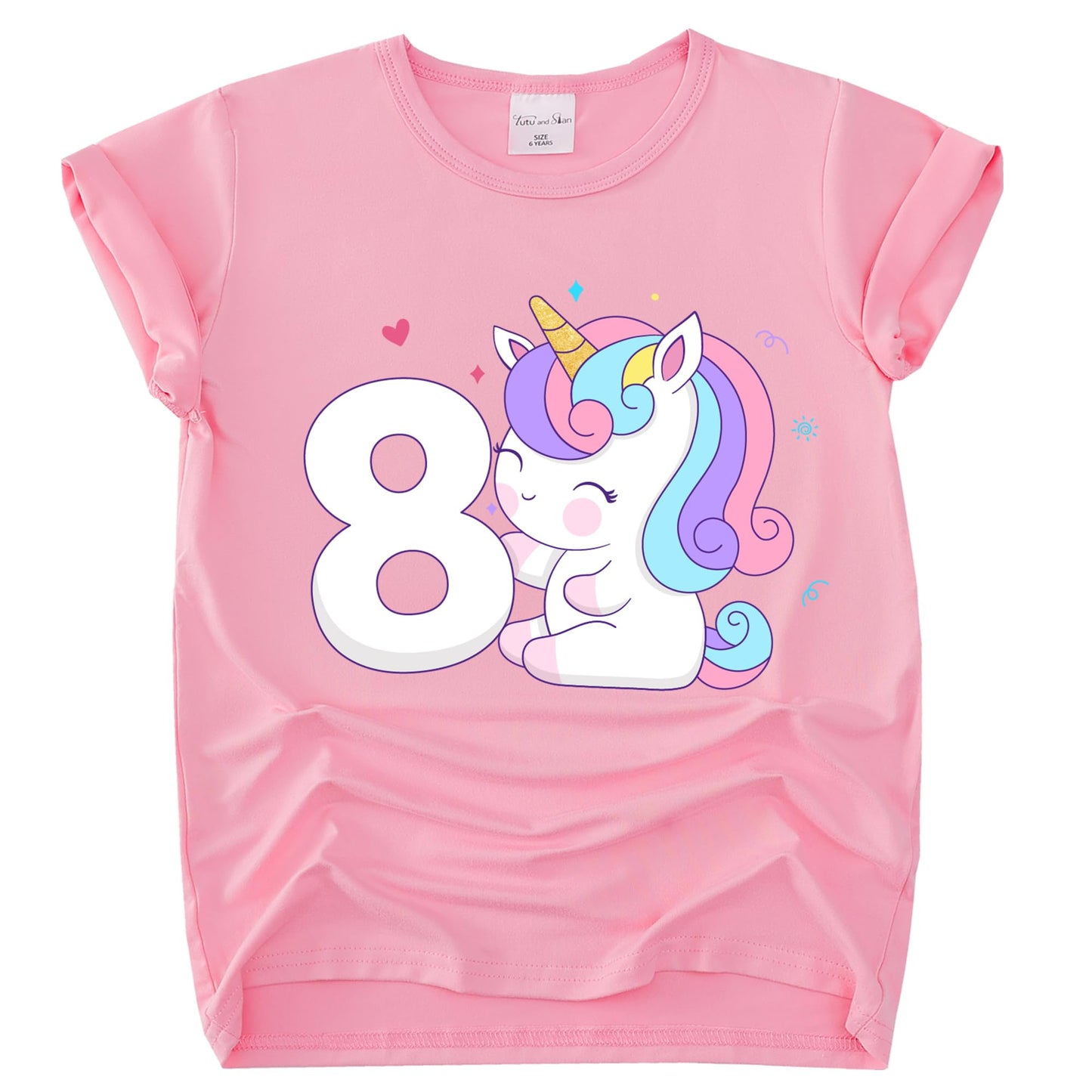 Tutu And Sian Unicorn Birthday Outfit For Girls - Shirt, Tutu Skirt Dress, Birthday Girl Crown, Hair Bow & Satin Sash (Unicorn 8