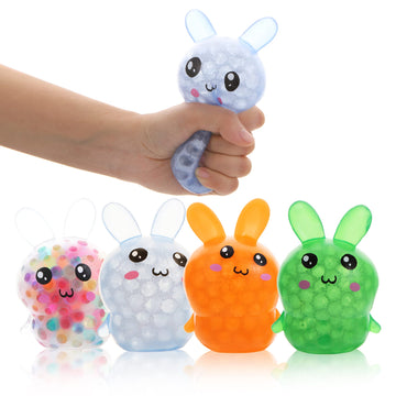 Banerle 4 Pack Squishy Easter Bunny Stress Balls Toys For Adults, Stress Relief Fidget Balls To Relax, Easter Party Favor Gifts,