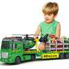 Toddler Boy Toys for 3 4 5 6 7 Years Kids, 23'' Semi Flatbed Truck Toy with a Dinosaure Truck, Friction Powered Vehicles Toys wi