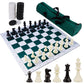 Juegoal 20' Portable Chess & Checkers Set, 2 In 1 Travel Board Games For Kids And Adults, Folding Roll Up Chess Game Sets, Extra 26 Checker Pieces, Tournament Thick Mousepad Mat With Storage Bag
