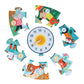 Petit Collage Floor Puzzle, Telling The Time, 24-Pieces - Large Puzzle For Kids, Wooden Clock Hands Can Be Moved To Show The Tim