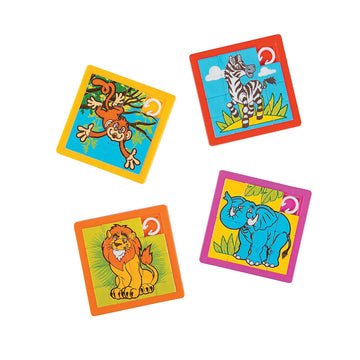 Fun Express Zoo Animal Slide Puzzle Games - 12 Count Set - Plastic Handout Toys & Party Favors for Kids