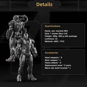 Lonullymege War Machine Mark1 Action Figure-2022 New Released 7 Inch Deluxe Painting Exquisite Collection Movable Model Toys (War Machine Mark1)