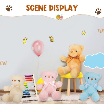 Zomiboo 7 Packs 14 Inch Plush Bear Stuffed Animals Plush Toys Soft Cute Stuffed Dolls Birthday Party Decorations, 7 Colors (Light Colors)