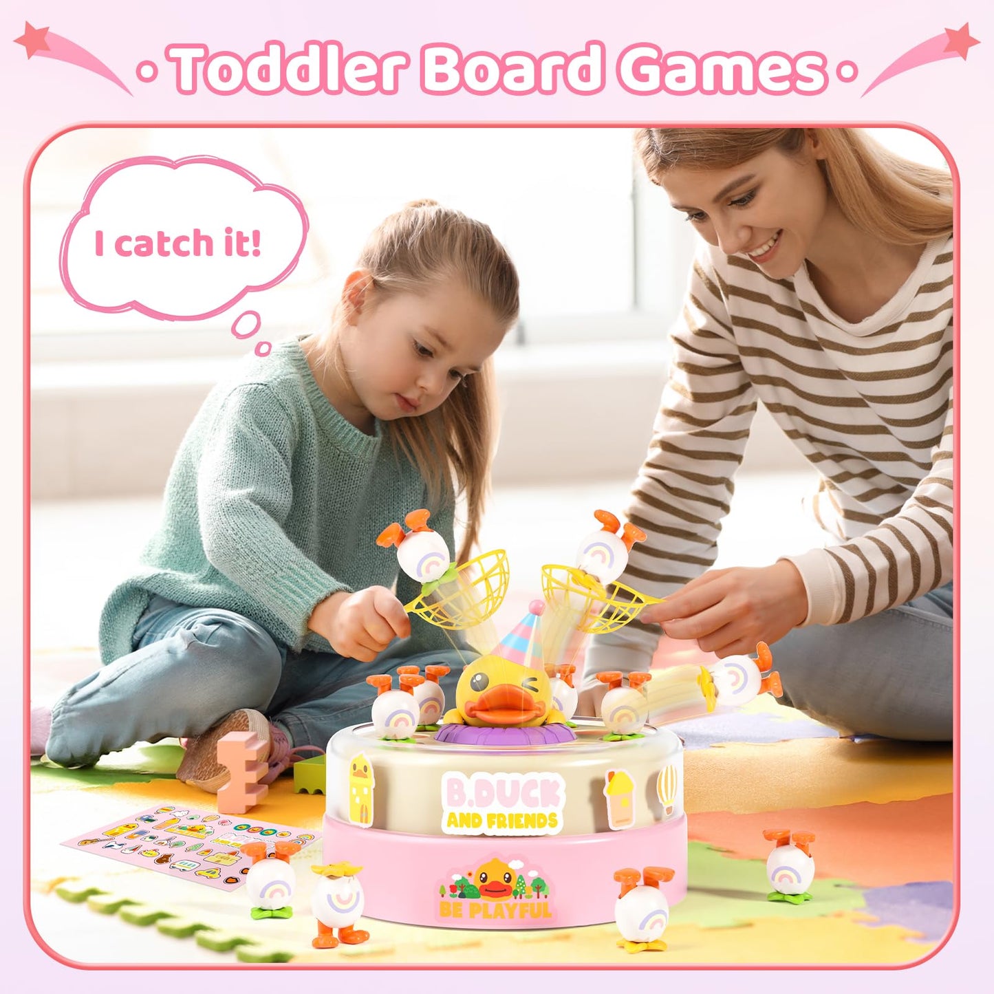 BLF FUN Catch and Bounce Duck Game for Kids, Plastic Board Game Model 685-41BD-1P, Ideal Birthday Gift for Ages 4-8