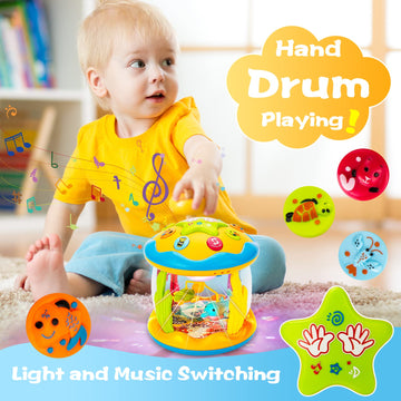Ednzion Baby Toys 6 To 12 Months - Ocean Rotating Light Up Musical Crawling Toy For Infants, Tummy Time Toys For 6-12 Months, 1 Year Old Boy Girl Gifts, Interactive Toddler Toy