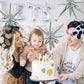 Toniful 4 Pcs 22Inch 4D Huge Silver Star Balloons Explosion Star Mylar Foil Balloons For Party Supplies Backdrop Christmas,New Y