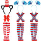 World Book Costume Set Include Striped Hat Headband Furry Headband Striped High Knee Socks Arm Warmer Gloves Cute Outfits (Style