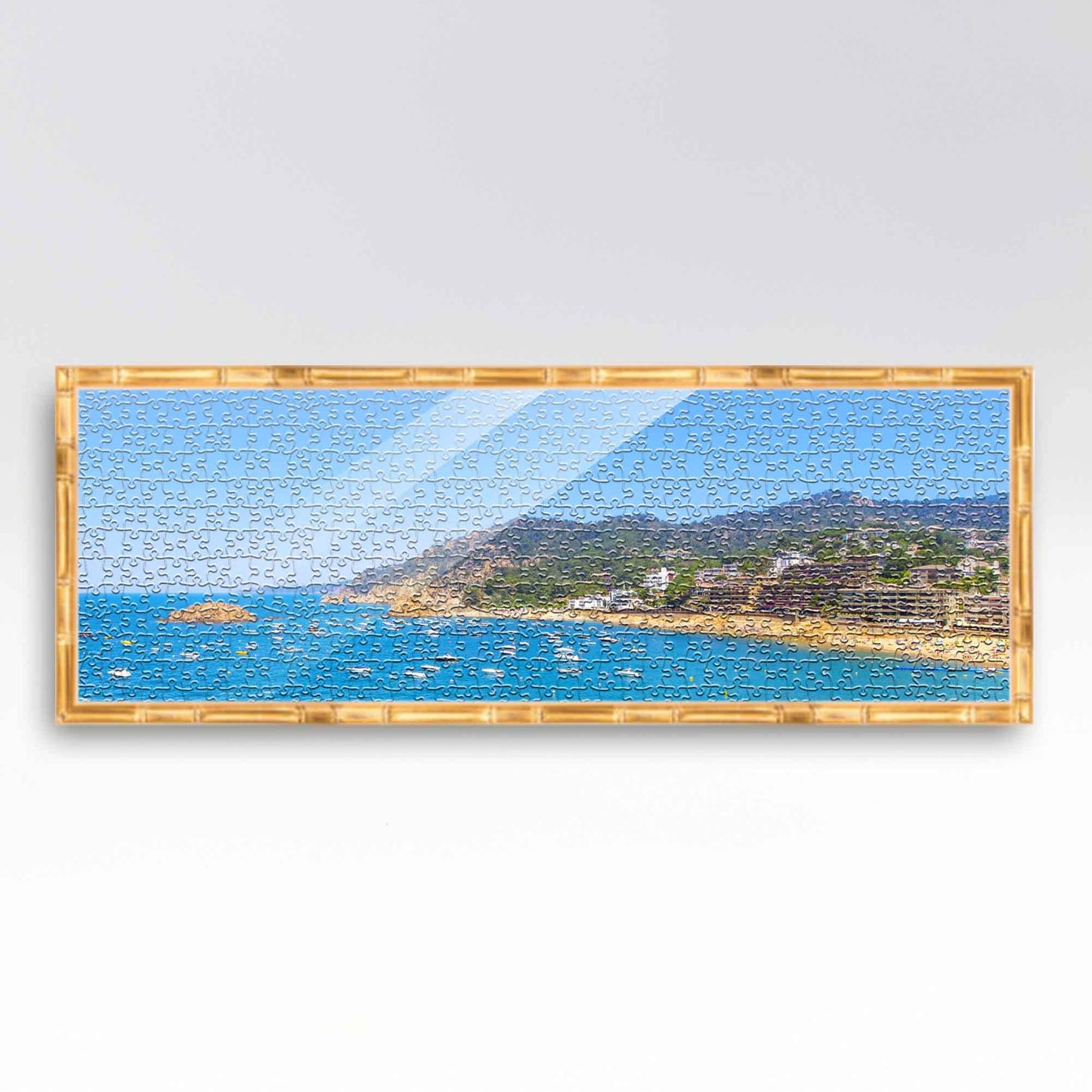 13X39 Puzzle Frame Kit With Glue Sheets | Gold Bamboo Picture Frame | Real Wood With Uv Resistant Acrylic Front | Made To Preser