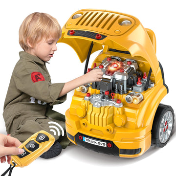 Toys for 3 4 5 6 7 8 years Old Boys, Large Truck Engine , Mechanic Repair Set for Kids, Big Truck Builder Kit, Take Apart Motor 
