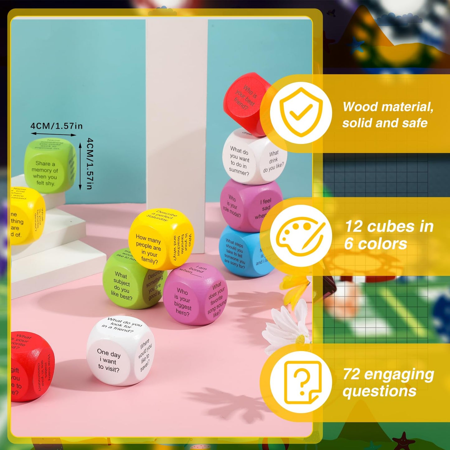 Hanaive 12 Pcs Learning Conversation Cubes Social Emotional Learning Activities Family Dice Game Speech Therapy For Kids Teacher