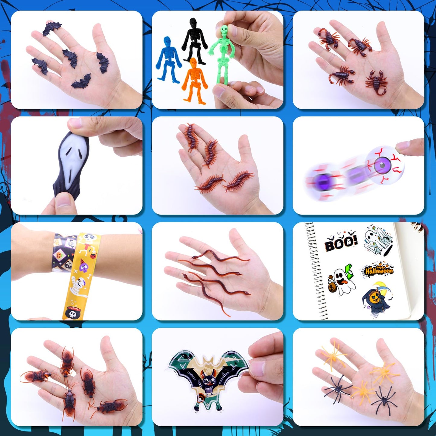 400Pcs Halloween Party Favors For Kids, Halloween Toys Bulk, Classroom Prizes, Goodie Bag Stuffers,Halloween Stuffers,Treasure B