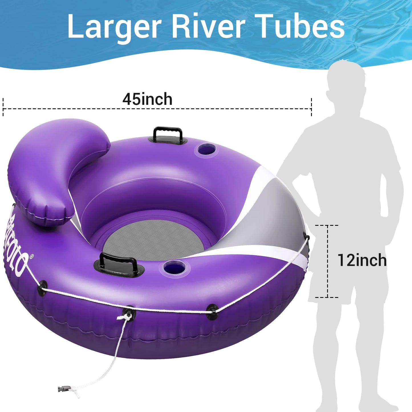 River Tubes for Floating Heavy Duty  Pool Float mature-themed  45 Inflatable Float Tube for Beach Lake Rafting  River Floats with Mesh Bottom