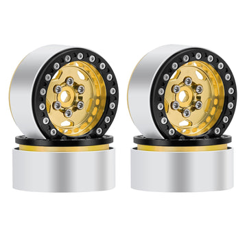 DJX CNC Machined 1.9    RC Crawler Beadlock Wheels (4pcs) for 1:10 RC Crawler Axial SCX10 iii TRX-4 Recat Gen8(Yellow)