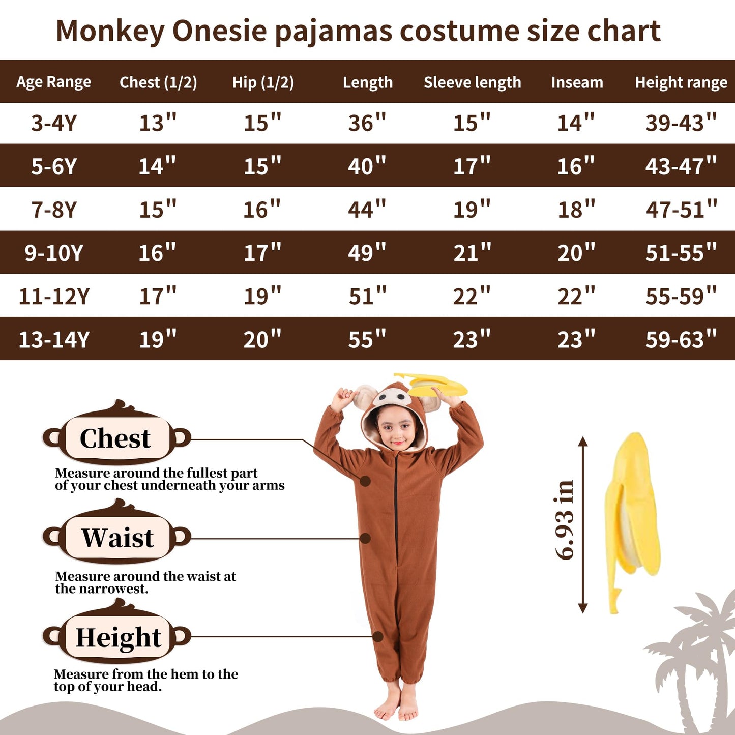 Kids Monkey Onesie Costume Boys Girls Animal Monkey Halloween Costumes For Child Toddler With Banana Accessories