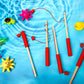 Sumind 6 Pcs Magnetic Fishing Pole Wooden Magnetic Fishing Rods With Magnet Hooks Christmas Fishing Game Toy Gifts For Birthday Party(Red,Column)