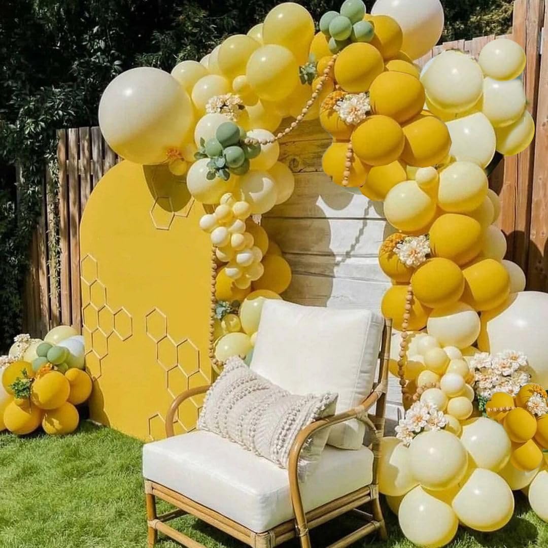 Yellow Gold Confetti Party Balloons, 50Pcs12 Inch Mustard Yellow Balloons Light Yellow Gold Latex Balloons For Birthday Wedding