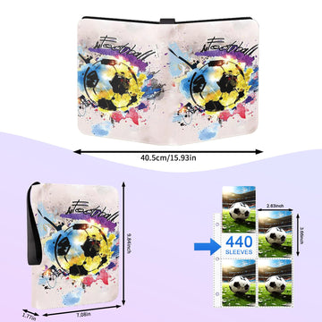 ShrewdYuya Soccer Card Binder-440 Pockets enhanced Trading Card Binder  Double-Side Collectible Sports Cards Binder Compatible with Soccer/Baseball/Football Cards  Waterproof PU Zippered Card Holder