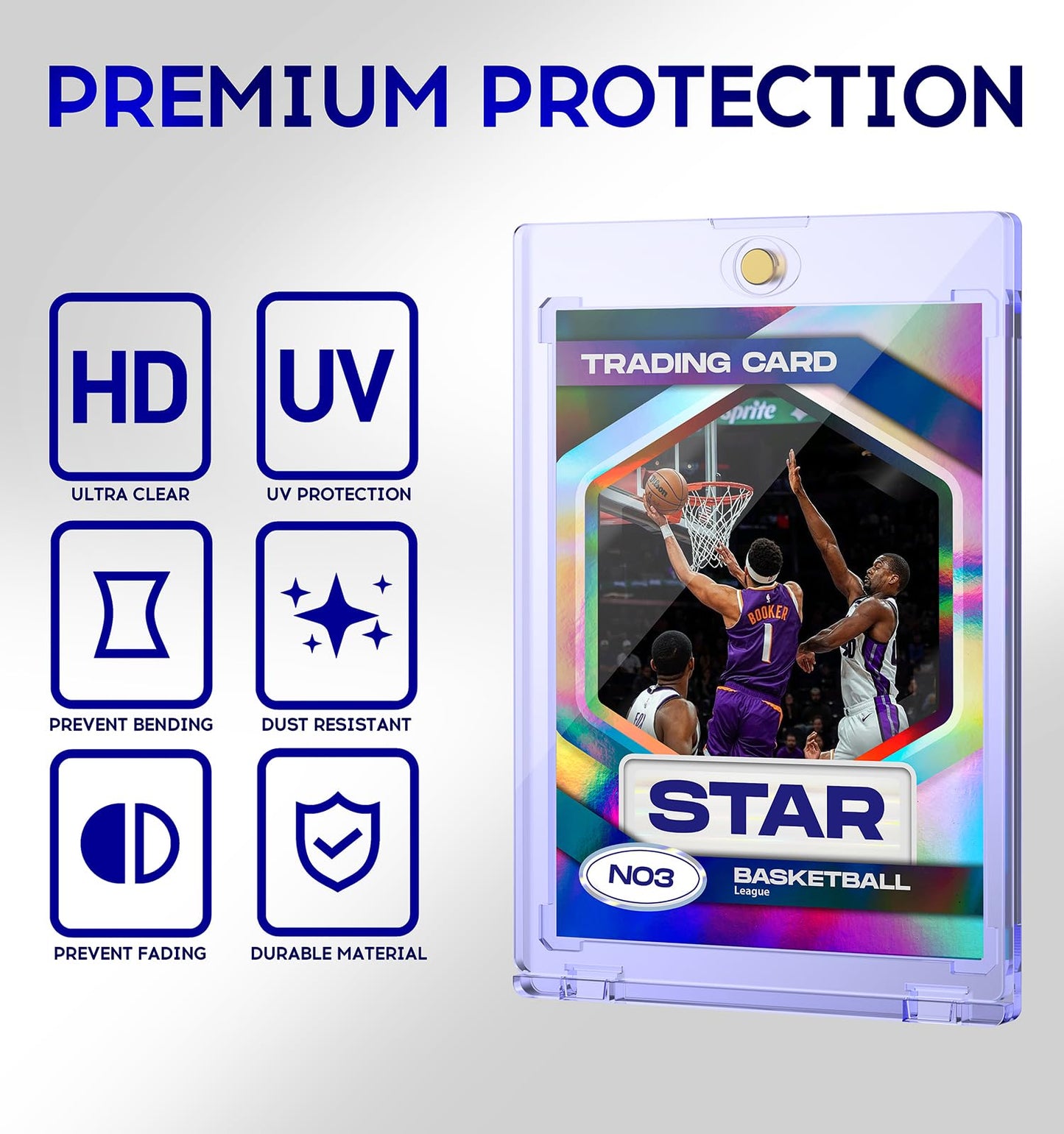 25ct Magnetic Card Holder  35pt One Touch Card Holder  U-V Protectors Hard Plastic for Trading Cards  Magnet Case  Sports  Game  Football  Baseball Cards Holder