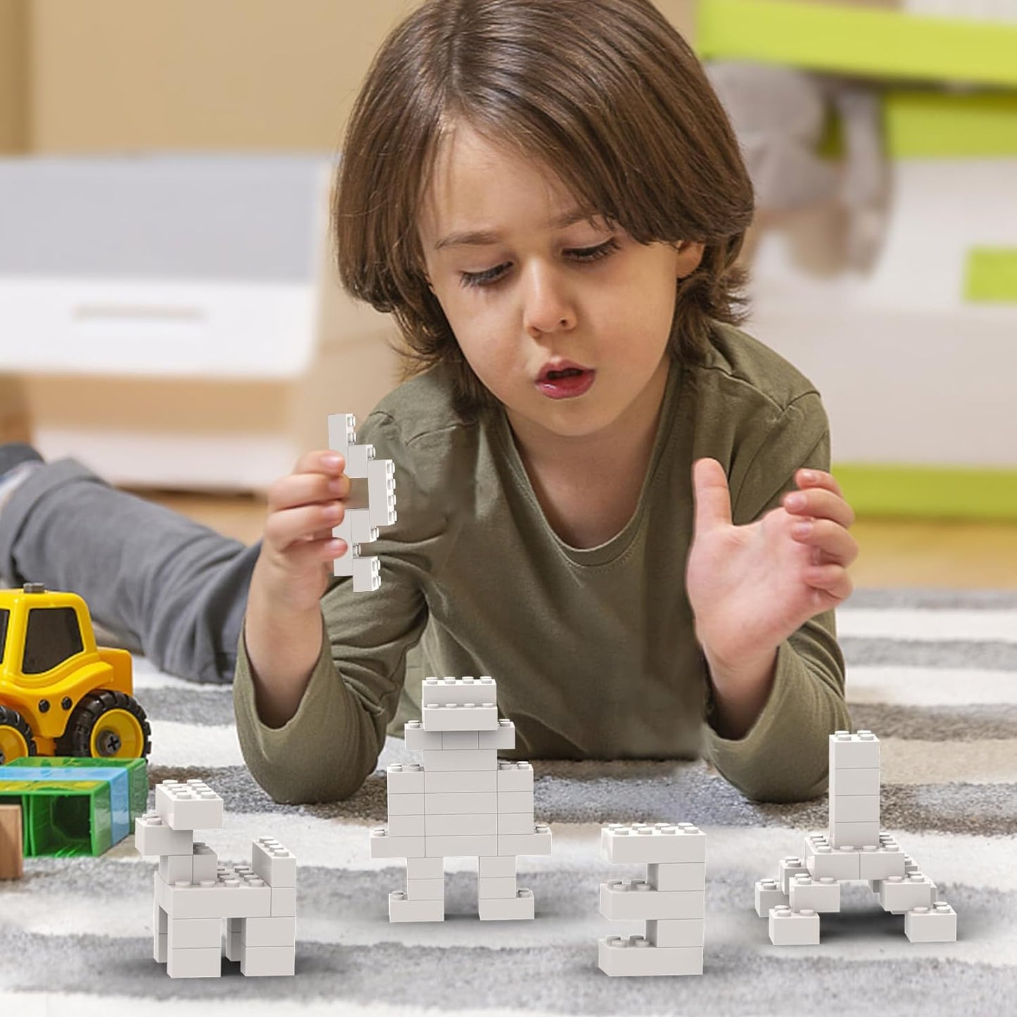 100 Piece White Bricks Bulk, White 2X4 Building Bricks Flat, Compatible With Lego Parts And Pieces: 2X4 White Bricks(Color: Whit