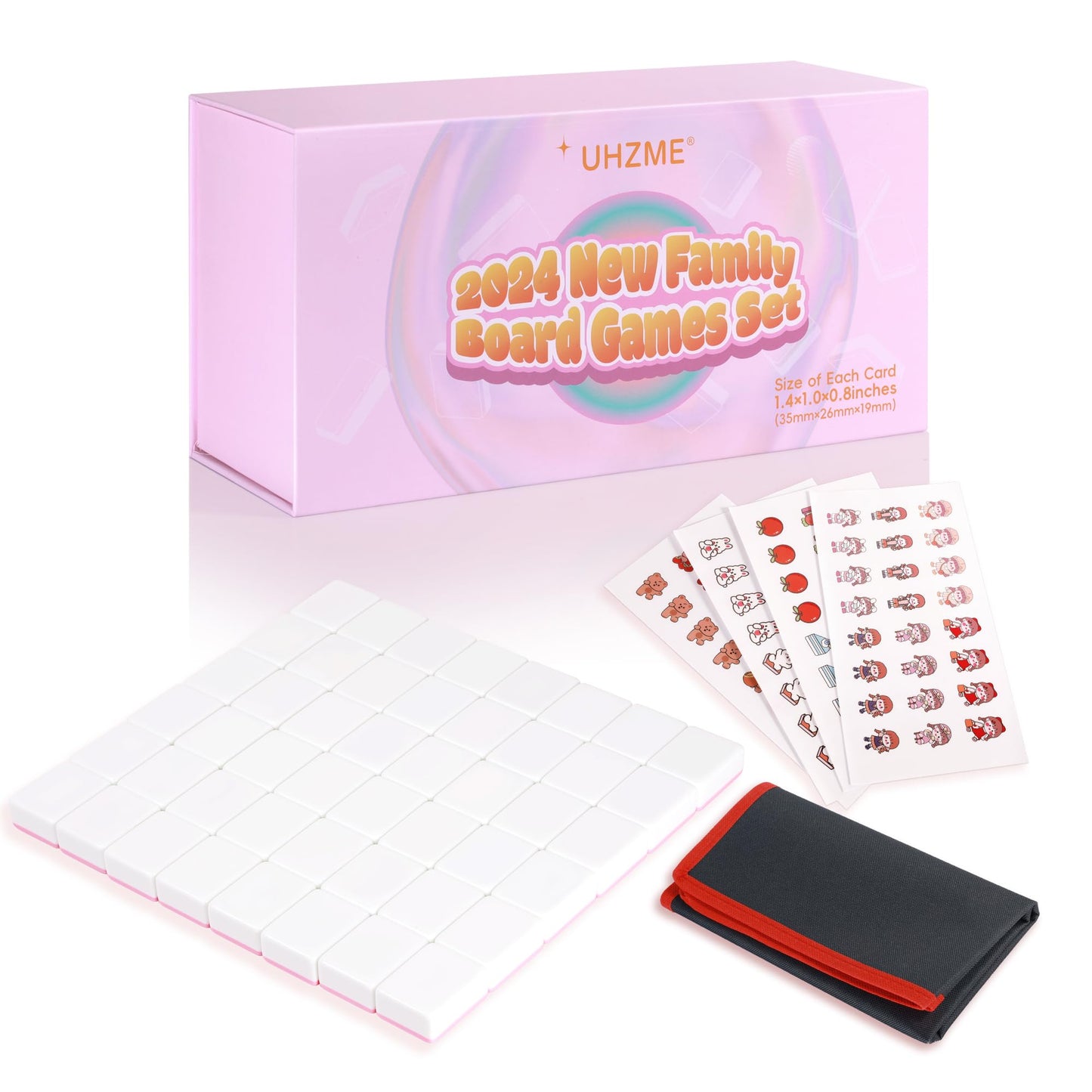 Uhzme Seaside Escape Game Blocks, Mahjong Game Set With 49 Tiles 35Mm, Mahjong Tile Game(Pink)
