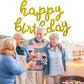 Toniful Gold Happy Birthday Balloons Banner,Cursive Happy Birthday Balloons Gold Birthday Decorations Gold Mylar Foil Birthday B