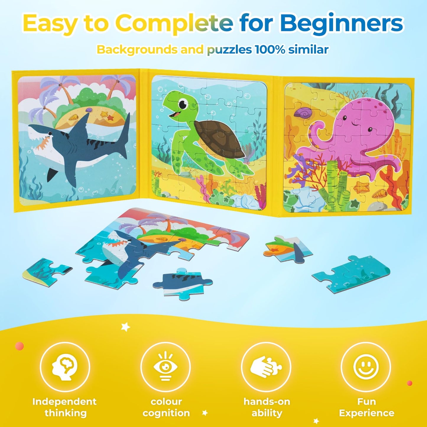 Nattork Magnetic Puzzle Book For Toddlers 3-6 Girls Boys,Travel Puzzles Game For Kids Ages 3-6,Learning Magnet With Fun For 3 4 5 6 Years Old Children Boys Girls Marine Animal