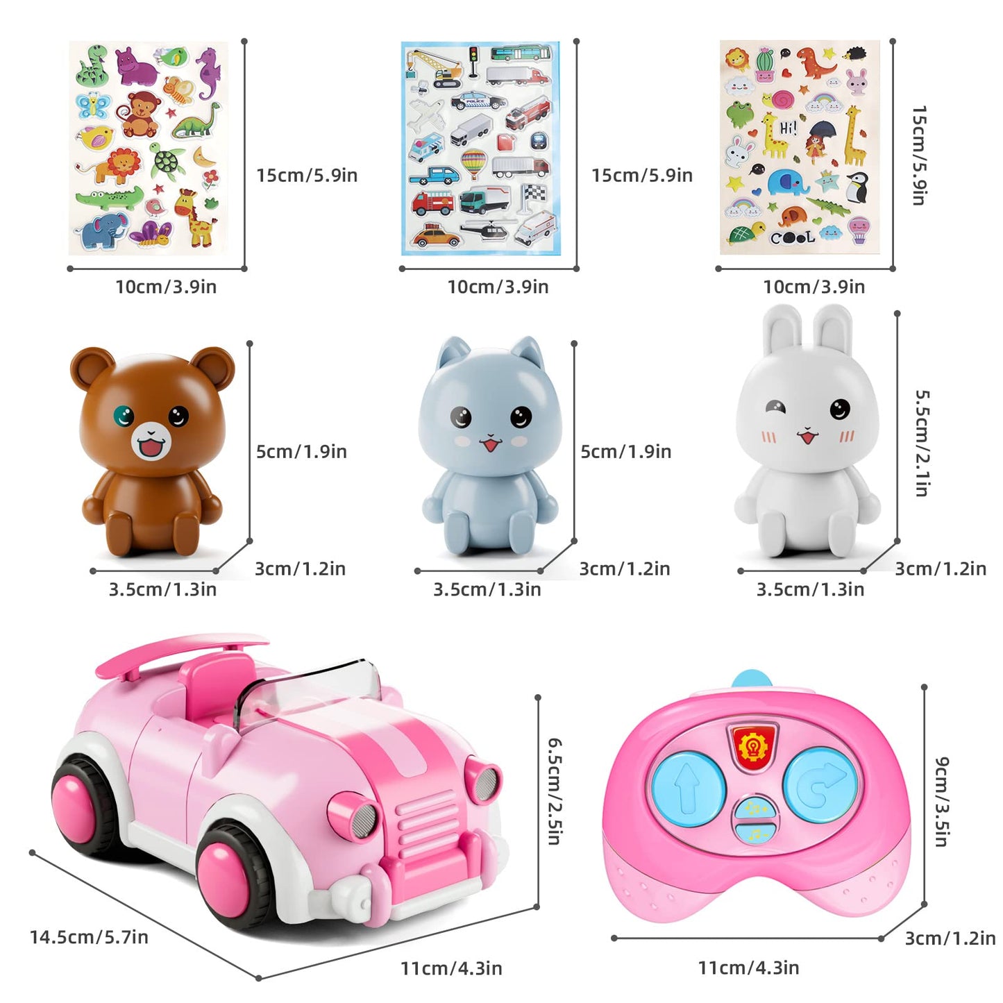Love Life Girls Toys Age 3+,Remote Control Cars For Kids,With 3 Cartoon Dolls, Rc Car With Music And Lights,Gifts For 3+ Year Ol